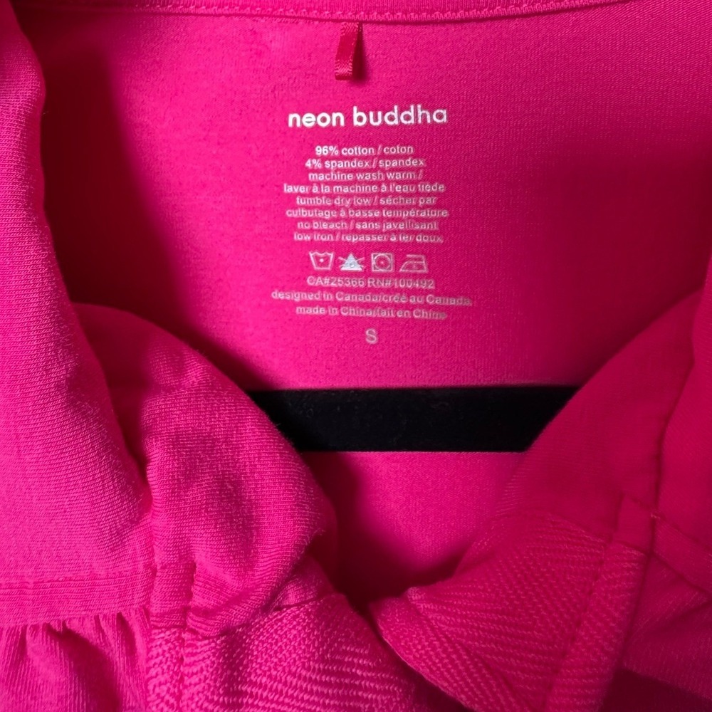 Neon Buddha Pink Ruffle Knit‎ Jacket Button Front Cotton Cardigan Small - Picture 6 of 6